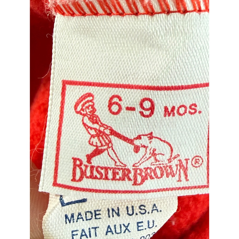 Vintage Buster Brown One Piece Romper Playsuit Baby Size 6-9 Months Red Bear B - Picture 4 of 6